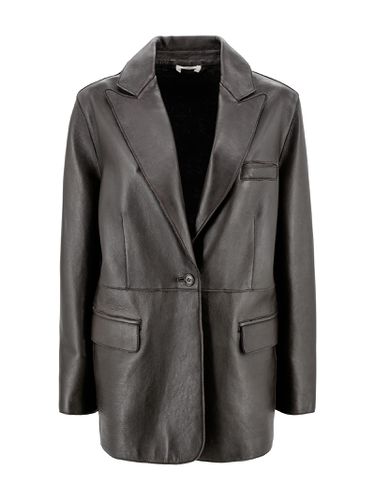 Single-breasted Leather Blazer - Parosh - Modalova