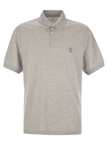 Cotton Polo Shirt With Printed Logo - Brunello Cucinelli - Modalova