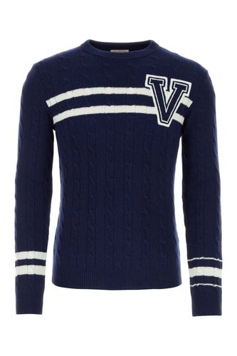 Navy Blue Wool Sweater - Valentino Garavani - Modalova