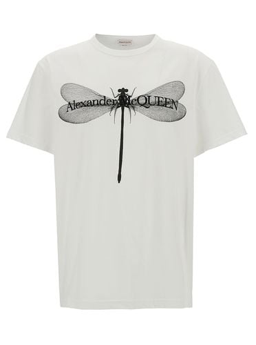 Crewneck T-shirt With Contrasting Logo Print In Cotton Man - Alexander McQueen - Modalova