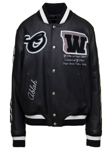 Off-White Moon Leather Varsity Jkt - Off-White - Modalova