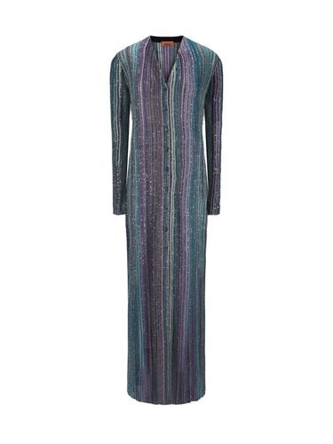 Sequinned Pleated Knit Long Cardigan - Missoni - Modalova