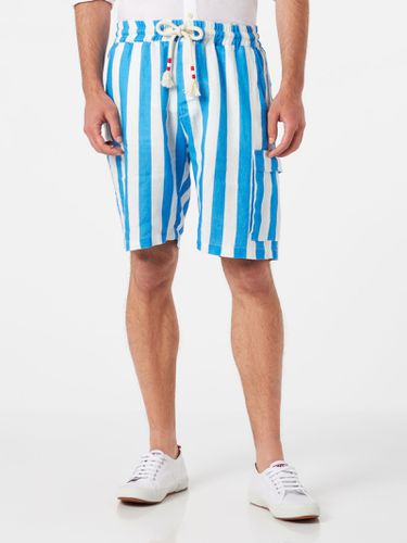 Man Linen Bermuda Shorts With White And Bluette Stripes - MC2 Saint Barth - Modalova