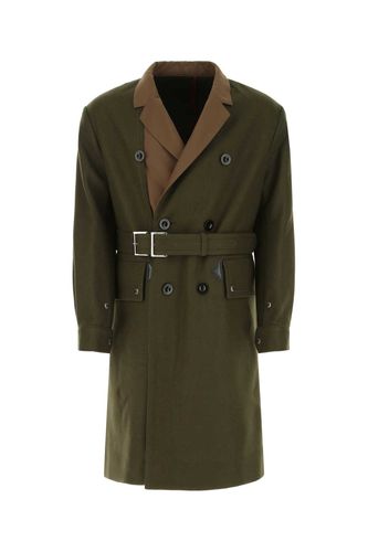 Sacai Olive Green Felt Trench Coat - Sacai - Modalova