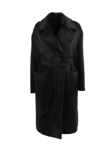 Long Coat In Alpaca And Wool Blend With Belt - Max Mara Studio - Modalova