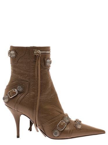 Cagole Pointed Bootie With Studs And Buckles In Leather Woman - Balenciaga - Modalova