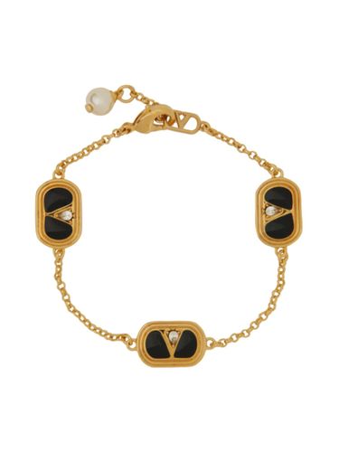 Metal, Enamel, Crystal And Swarovski Pearl ovalette Bracelet - Valentino Garavani - Modalova
