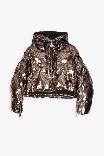 Khris Crop Sparkly Multicolour sparkly sequins hooded puffer jacket - Khris Crop Sparkly Rainbow - Khrisjoy - Modalova