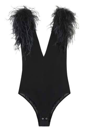 Stretch Nylon Bodysuit With Feathers - Pinko - Modalova