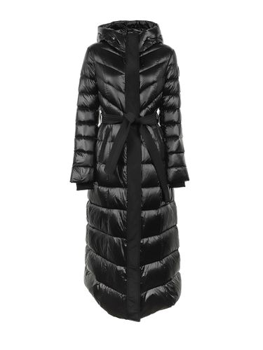 Long Maxi Quilted Glossy Down Jacket With Hood And Belt - Mackage - Modalova