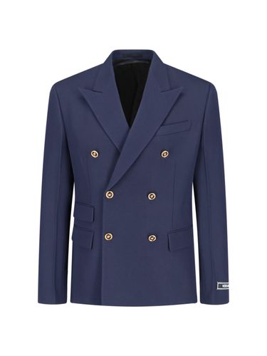 Versace Blue Virgin Wool Blazer - Versace - Modalova