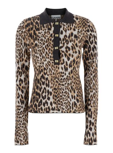 Ganni Leopard Print Polo - Ganni - Modalova