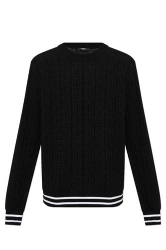 Patterned Jacquard Crewneck Jumper - Balmain - Modalova