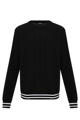 Patterned Jacquard Crewneck Jumper - Balmain - Modalova