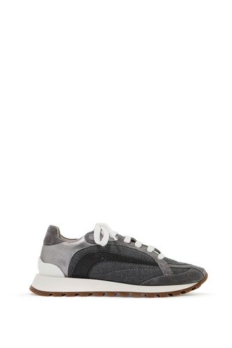 Wool Sneakers With Precious Stripe Design - Brunello Cucinelli - Modalova