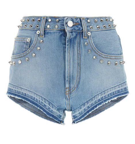 Alessandra Rich Denim Hot Pants - Alessandra Rich - Modalova