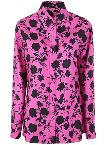 Informal Shirt Floral Silhouette Print Twill Silk Fabric 50% - Versace - Modalova