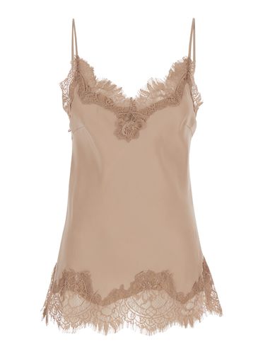 Coco Beige Camie Top With Tonal Lace Trim In Silk Woman - Gold Hawk - Modalova