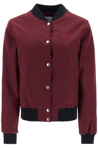 Mens Bordeaux Wool Teddy Jacket With Fox Embroidery - Maison Kitsuné - Modalova