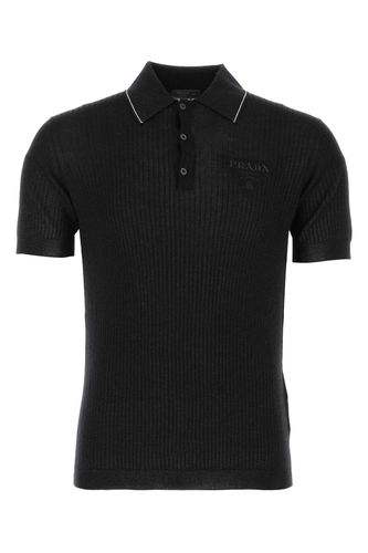 Prada Black Wool Blend Polo Shirt - Prada - Modalova