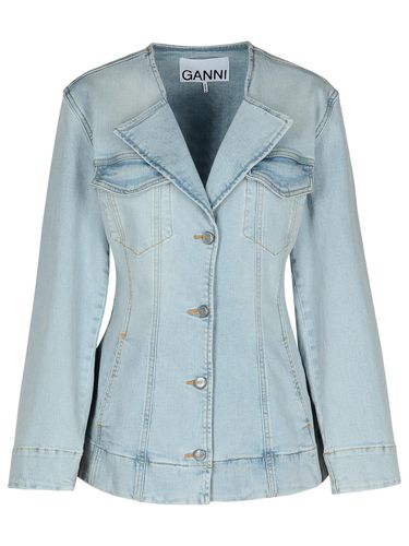 Ganni Light Blue Cotton Blazer - Ganni - Modalova