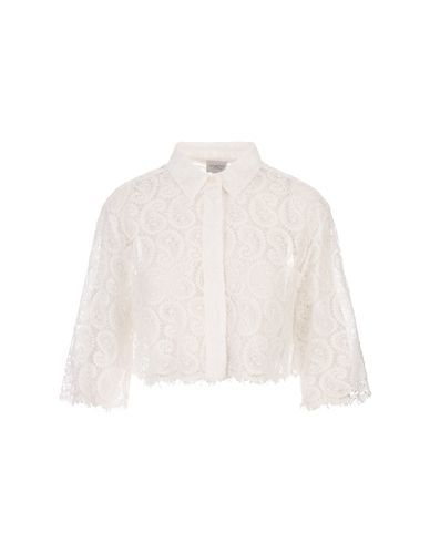 Ivory Paisley Macramé Crop Shirt - Giambattista Valli - Modalova