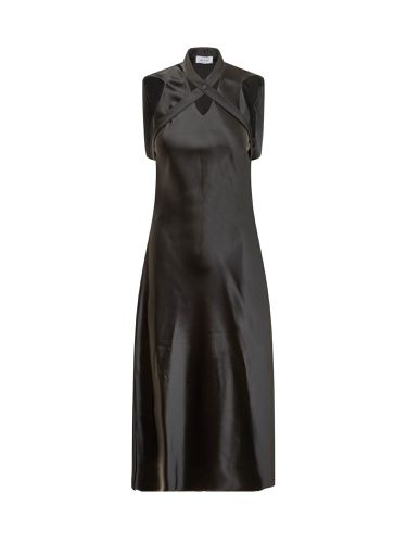 Satin Dress With Decorative Cross - Off-White - Modalova