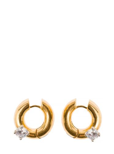Gold Tone Hoops Earrings With Zircons In Gold Plated Brass Woman - Panconesi - Modalova