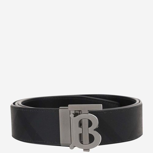 Tb Reversible Leather Belt With Check Pattern - Burberry - Modalova