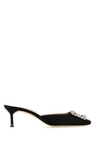 Black Satin Hangi Mules - Manolo Blahnik - Modalova