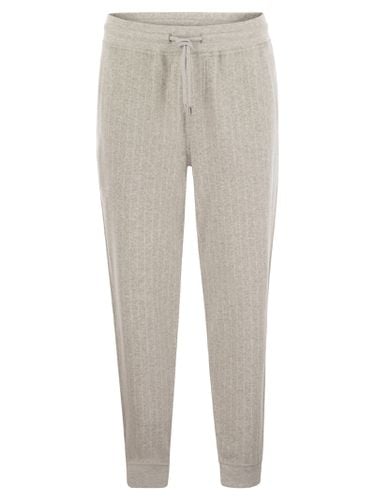 Double Pinstripe Plush Trousers In Cotton, Cashmere And Silk - Brunello Cucinelli - Modalova