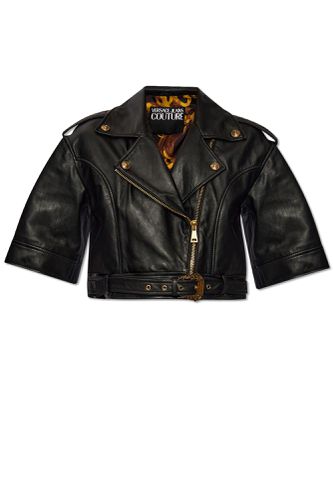 Leather Jacket With Short Sleeves - Versace Jeans Couture - Modalova