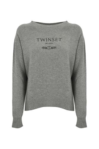 TwinSet Wool Blend Logo Sweater - TwinSet - Modalova