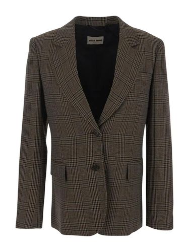 Checked Single-breasted Tailored Blazer - Miu Miu - Modalova