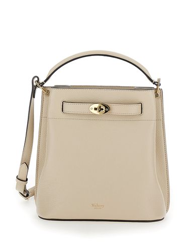 Small Islington White Bucket Bag With Twist Lock Closure In Hammered Leather Woman - Mulberry - Modalova