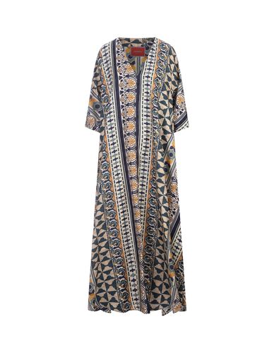 Muumuu Dress With Round Neck In Casareale Small Placèe Cream Silk Twill - La DoubleJ - Modalova