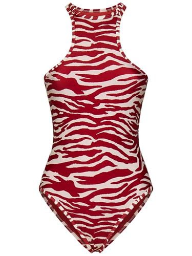 Zebra Print White/ One-piece Swimming Costume - The Attico - Modalova