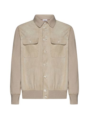 Leather And Knit Hybrid Jacket - Brunello Cucinelli - Modalova