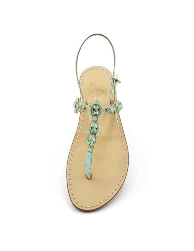 Via Krupp Aqua Green Suede Jewel Sandals - Dea Sandals - Modalova