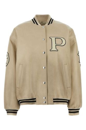 Prada Ivory Leather Bomber Jacket - Prada - Modalova