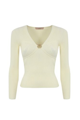 Ribbed Viscose Sweater With Oval-t - TwinSet - Modalova