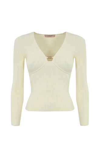 Ribbed Viscose Sweater With Oval-t - TwinSet - Modalova