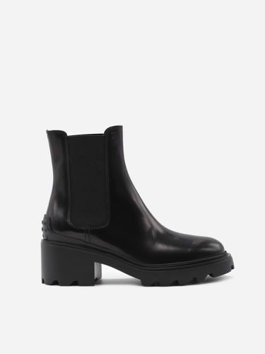 Leather Ankle Boots With Tone-on-tone Embossed Monogram - Tod's - Modalova