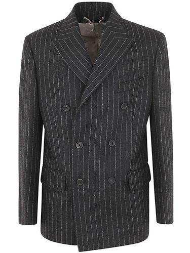 Journey M`s Double Breasted Blazer Virgin Wool Flanel Pinstripes - Golden Goose - Modalova