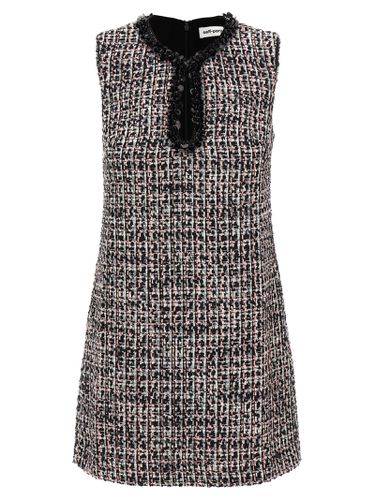 Black Boucle Embellished Mini Dress - self-portrait - Modalova