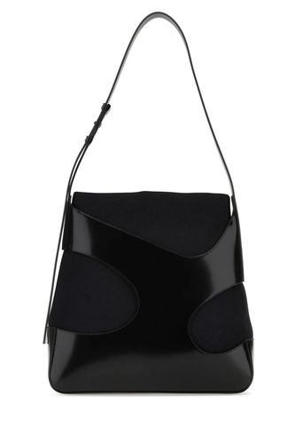 Black Leather And Canvas Cut Out Shoulder Bag - Ferragamo - Modalova