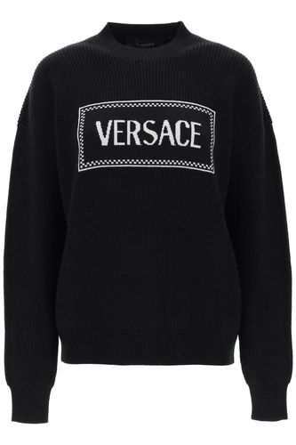 Crew-neck Sweater With Logo Inlay - Versace - Modalova