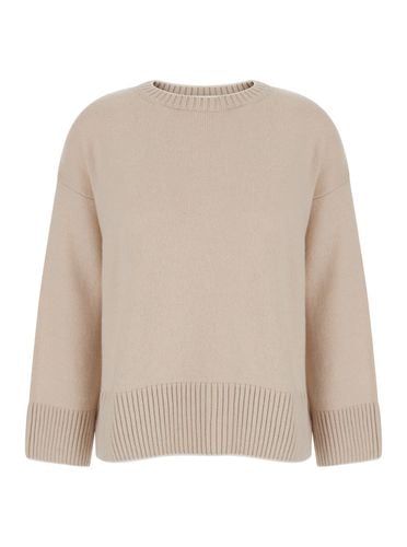 White Crewneck Sweater With Dropped Shoudlers In Cashmere Woman - Eleventy - Modalova