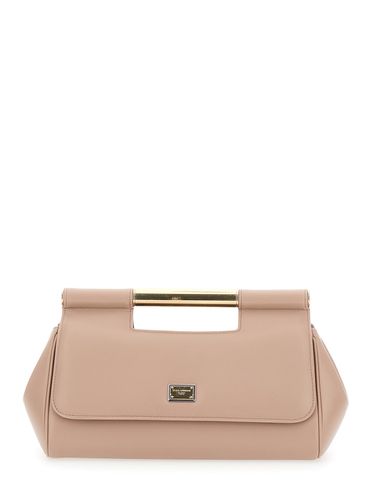 Sicily Pink Handbag With Logo Plaque In Smooth Leather Woman - Dolce & Gabbana - Modalova