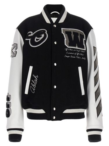 Lea Wool Varsity Bomber Jacket - Off-White - Modalova